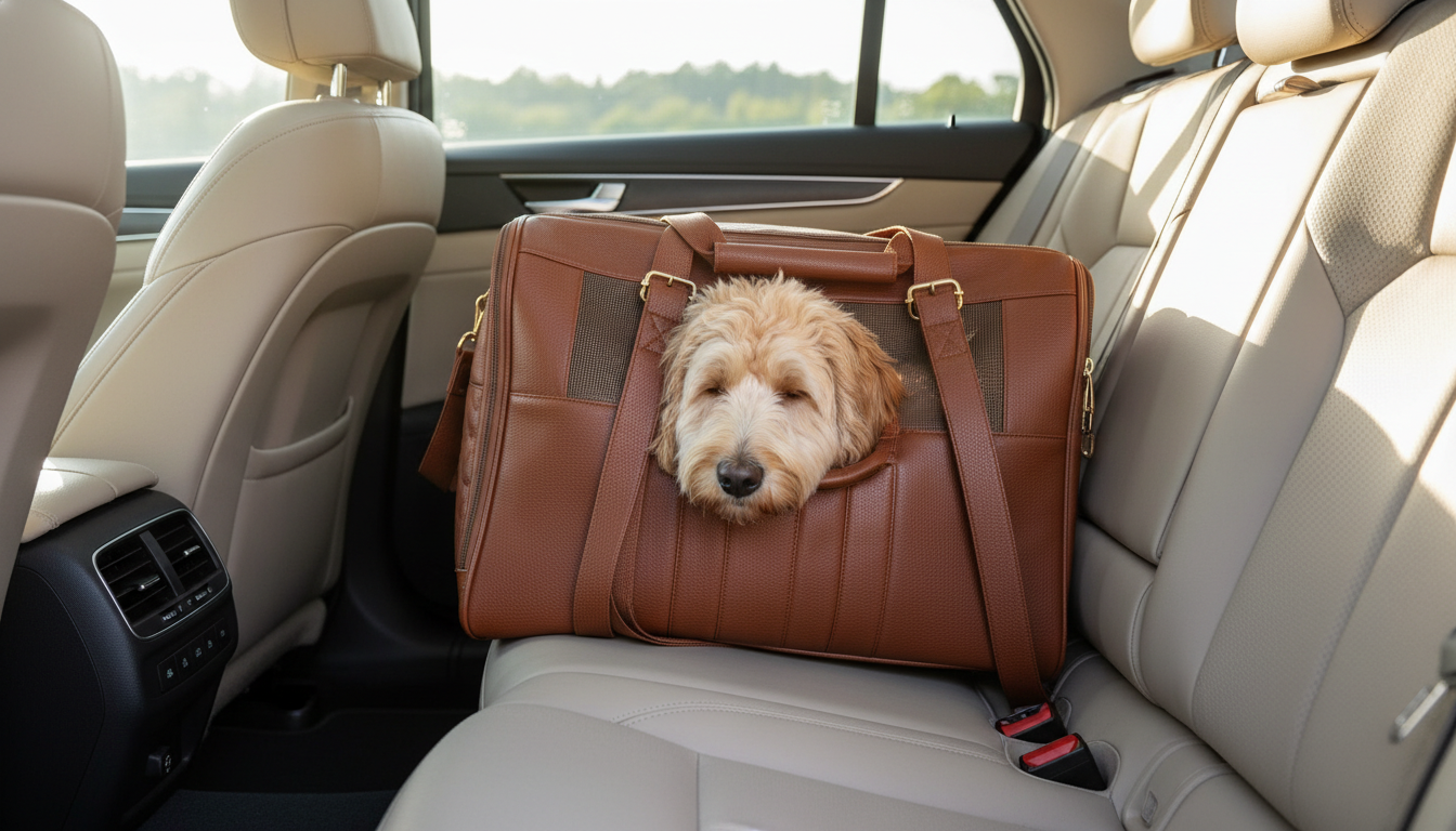 Brown Seashell Dog Carrier with elegant eco-leather design