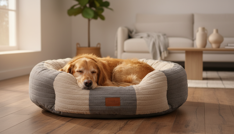 Dog Bed Snuggler Beige & Gray King Wuff