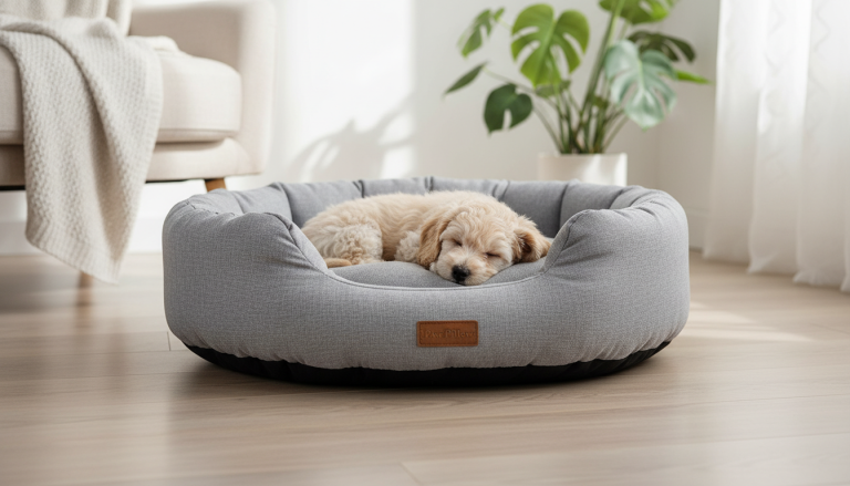 Round Dog Bed Paw Pillow