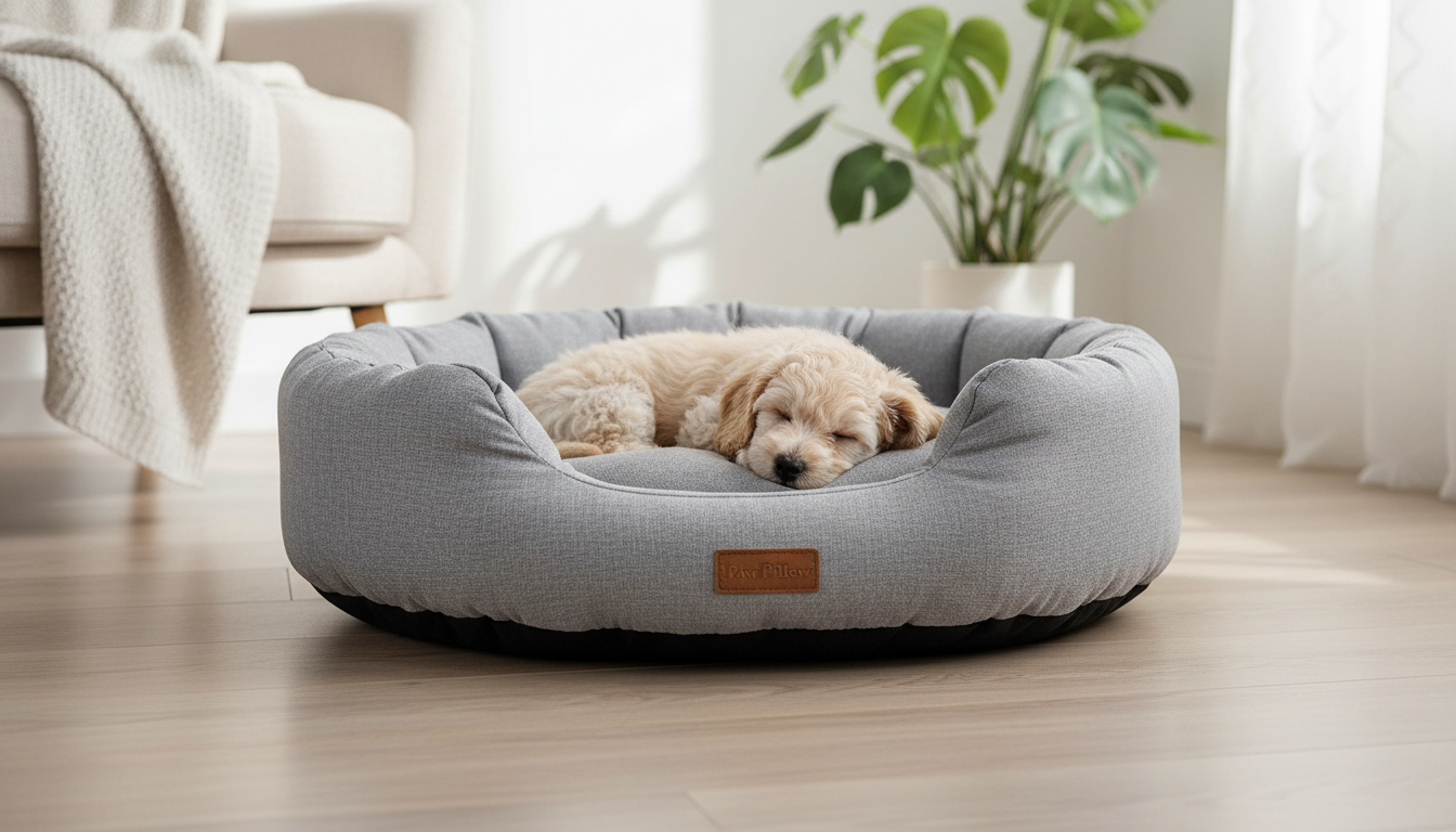 Round Dog Bed Paw Pillow
