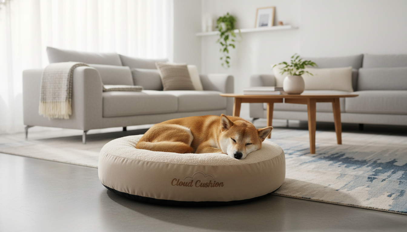 Cloud Cushion Round Dog Bed Beige King Wuff