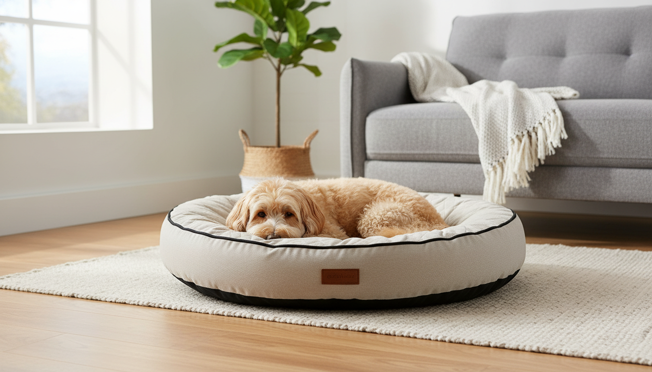 Cozy Dog Bed Snuggler Beige & Black King Wuff
