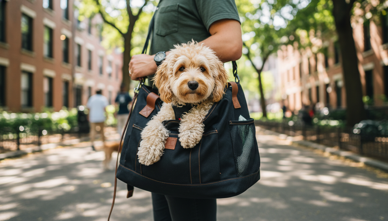 Tote'n'Go Dog Carrier Black Canvas - Stylish and functional waxed canvas carrier for small to medium dogs