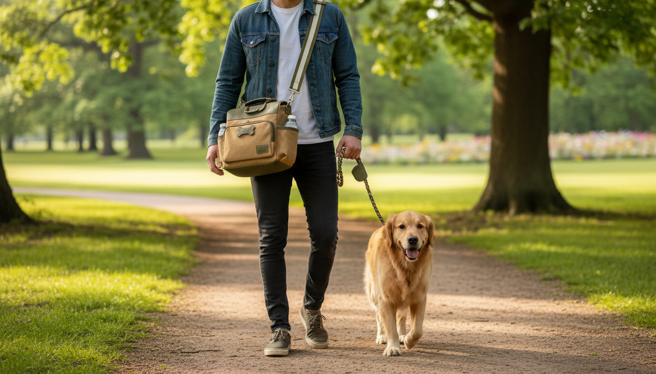 Stylish and Waterproof Dog Walking Bag Beige Rover King Wuff