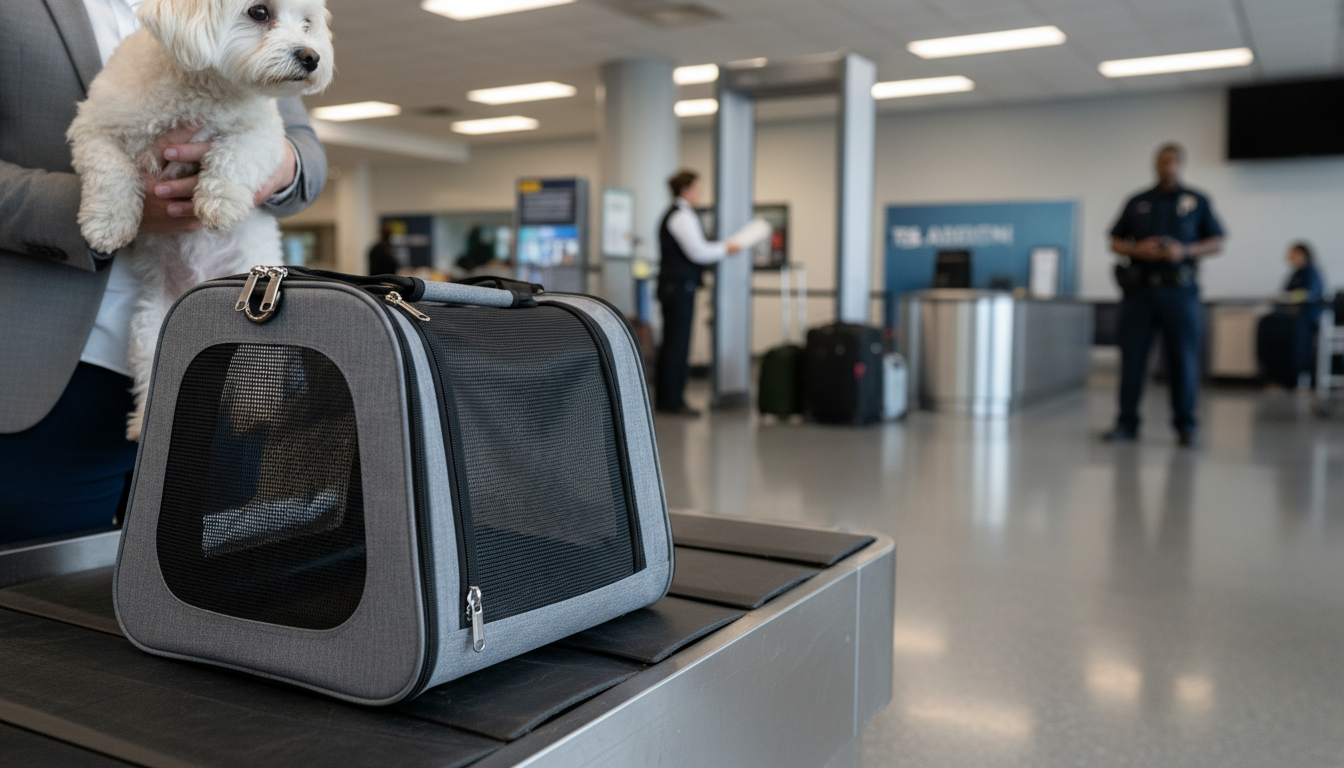 Dog Parent Navigating TSA with Pet Carrier