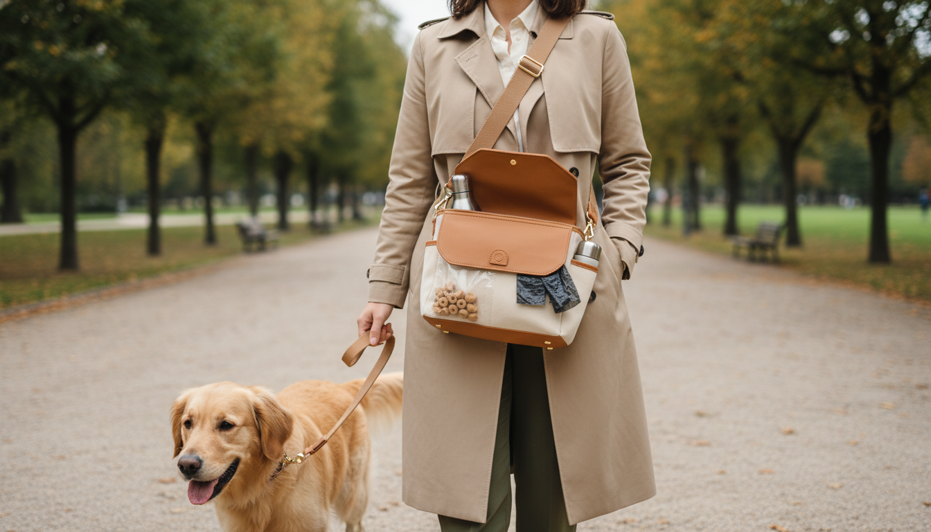 Stylish and Waterproof Dog Walking Bag Beige Rover by King Wuff