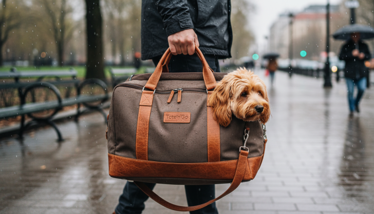Dog Carrier Bag “Tote’n’Go” Brown Canvas King Wuff