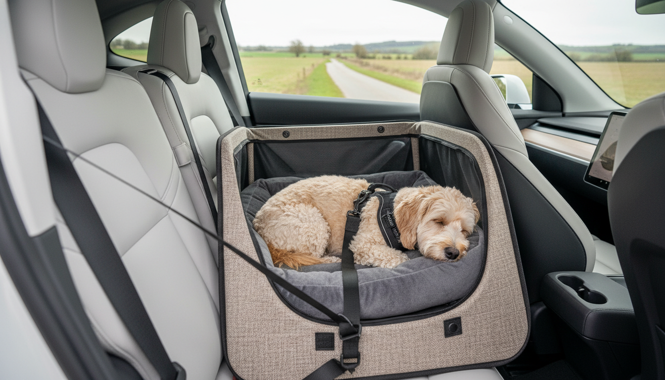 Dog Traveling Safely in Vehicle