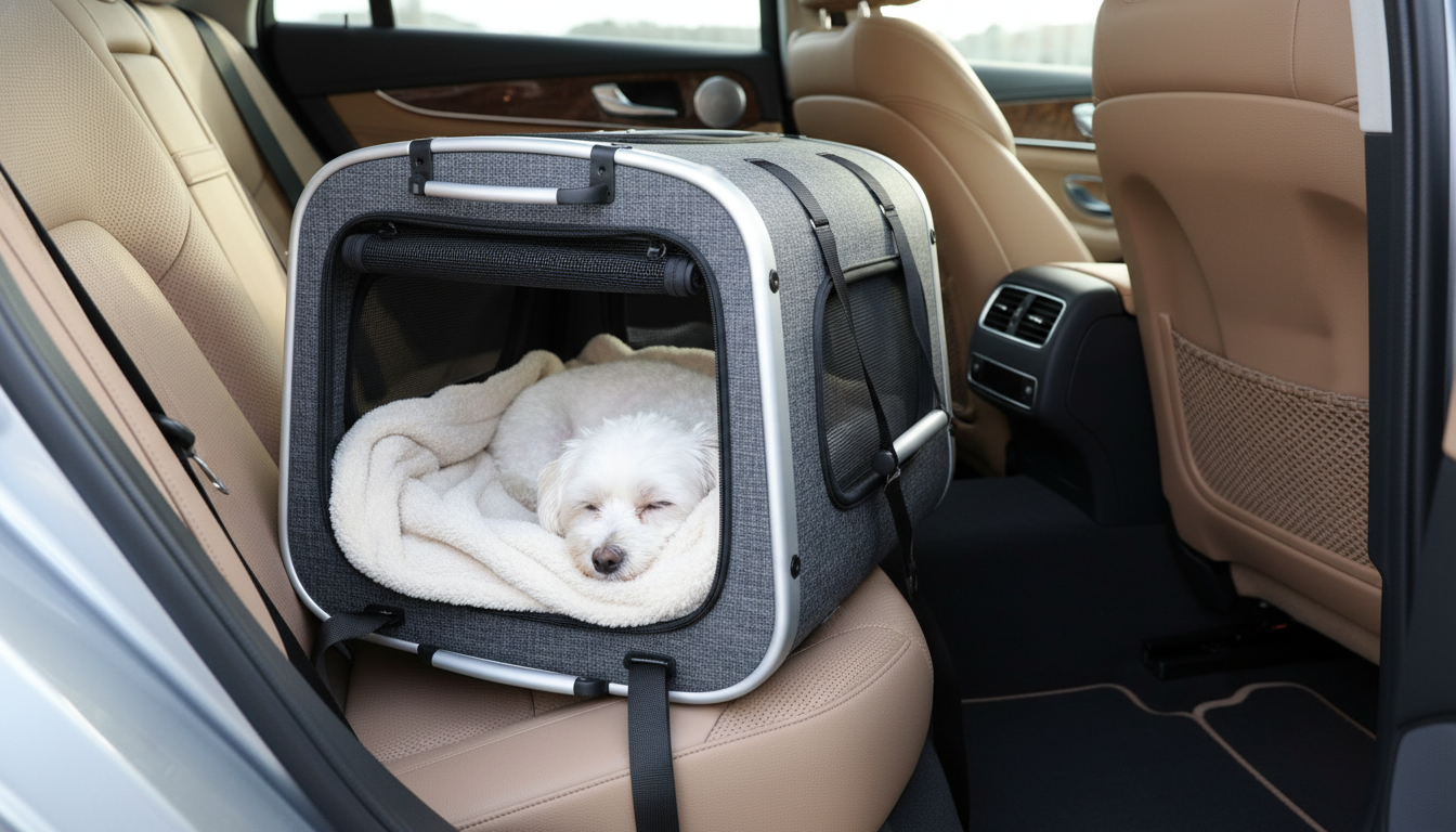 Cat Carrier in Car for Pet Travel Safety