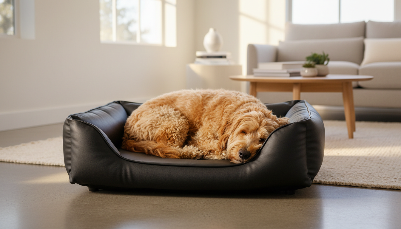 Nest Dog Bed Midnight Luxury Black Eco-leather