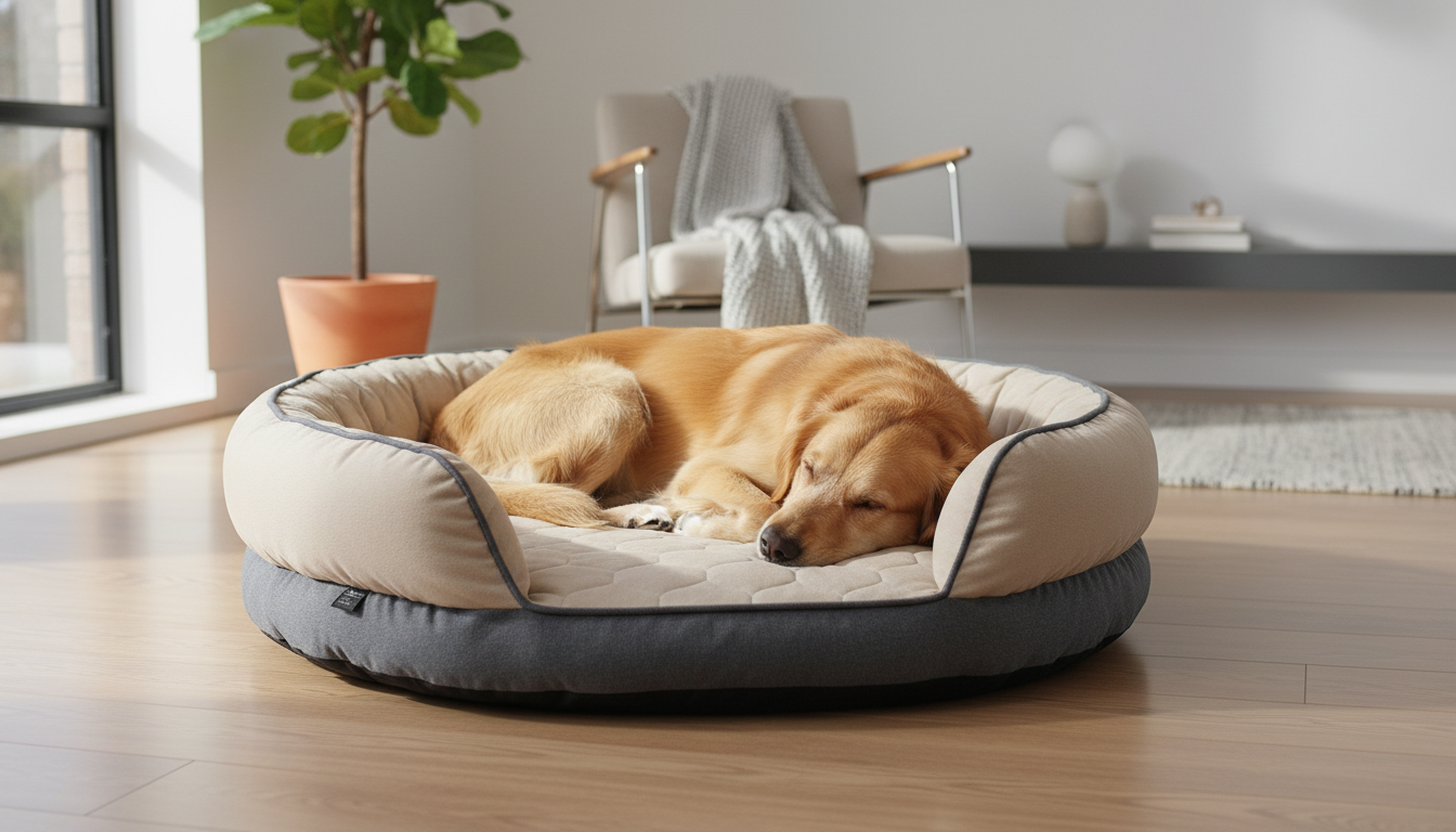 Snuggler Dog Bed Beige & Gray