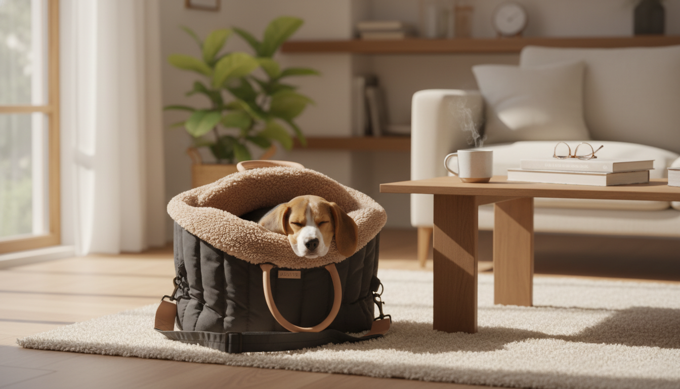 Dog Carrier Bag “Seashell” Black – Safe, Stylish Travel