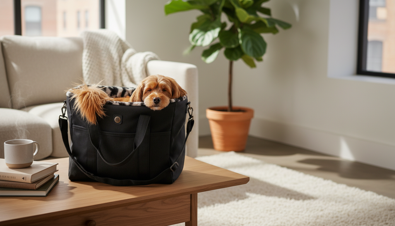 Dog Carrier Bag Tote’n’Go: Cozy, Safe Black Canvas