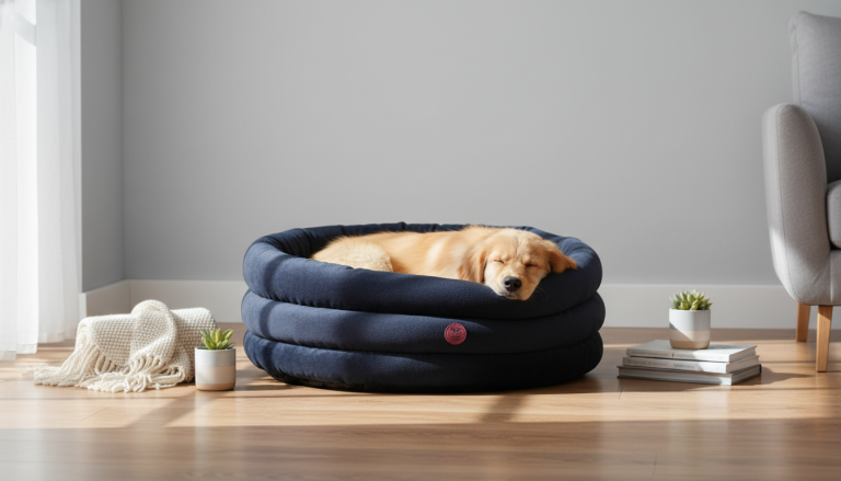 Round Dog Bed Cloud Cushion – Washable Donut Comfort