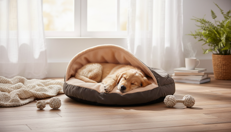 Beige & Gray Snuggler Dog Bed: Cozy Cave Comfort
