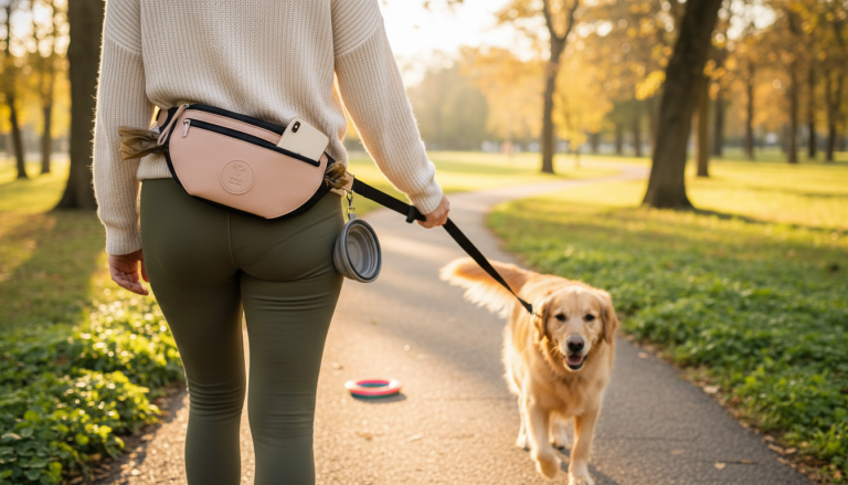 Beige Rover Dog Walking Bag: Hands-Free, Organized Carry
