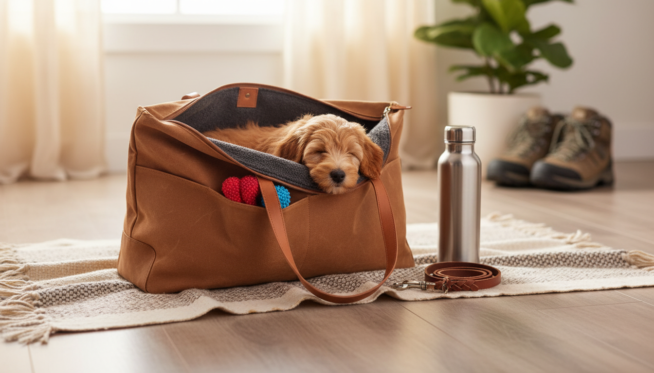 Tote’n’Go Brown Canvas Dog Carrier Bag: Cozy & Washable