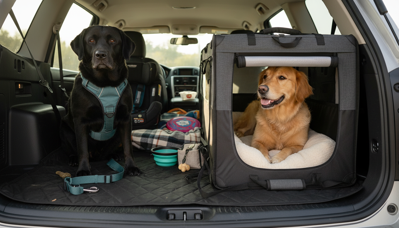 Safest Car Travel for Large Dogs: Harness or Crate?